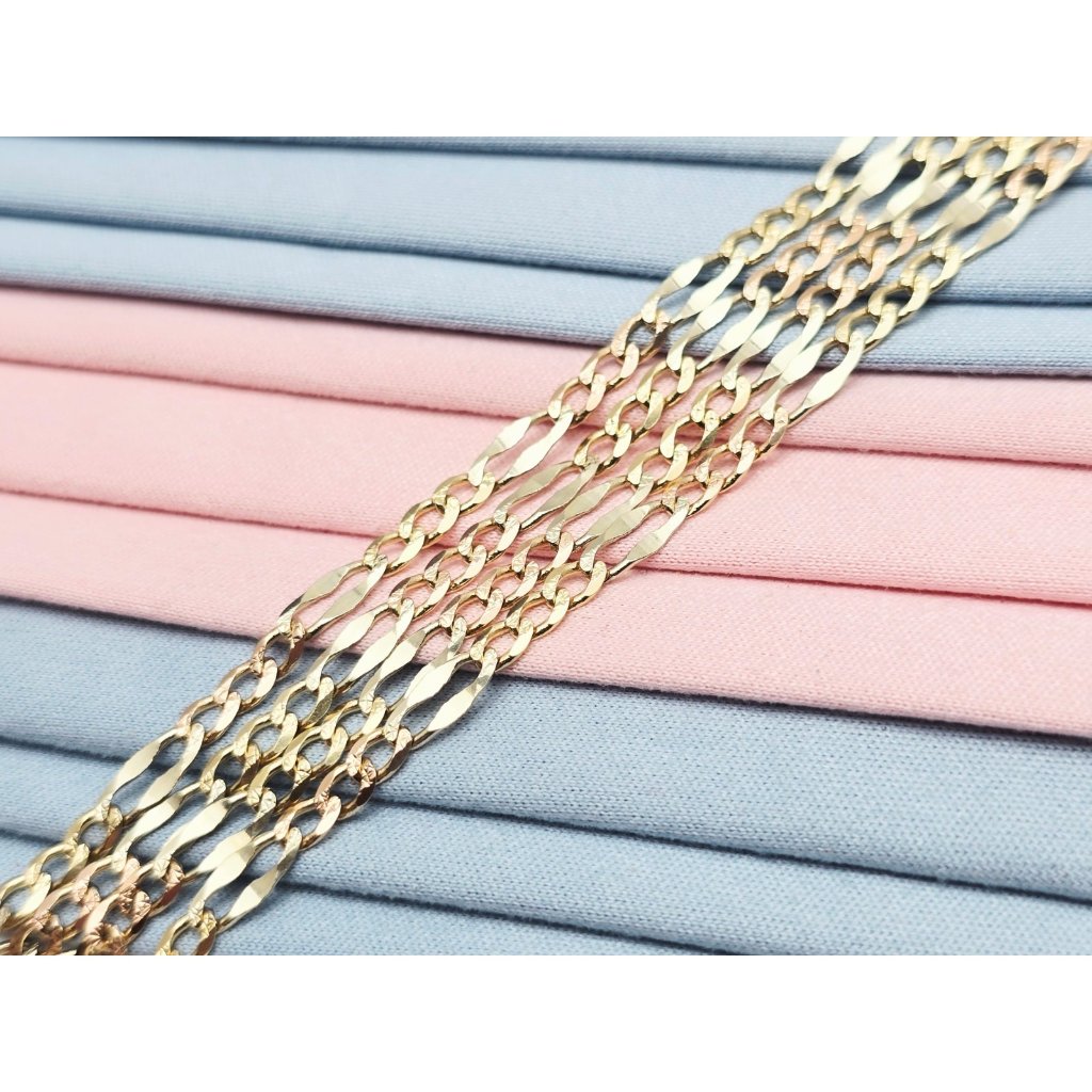 14k Two Tone Multi Color Gold Diamond Cut Figaro Link Chain Necklace  2425 L